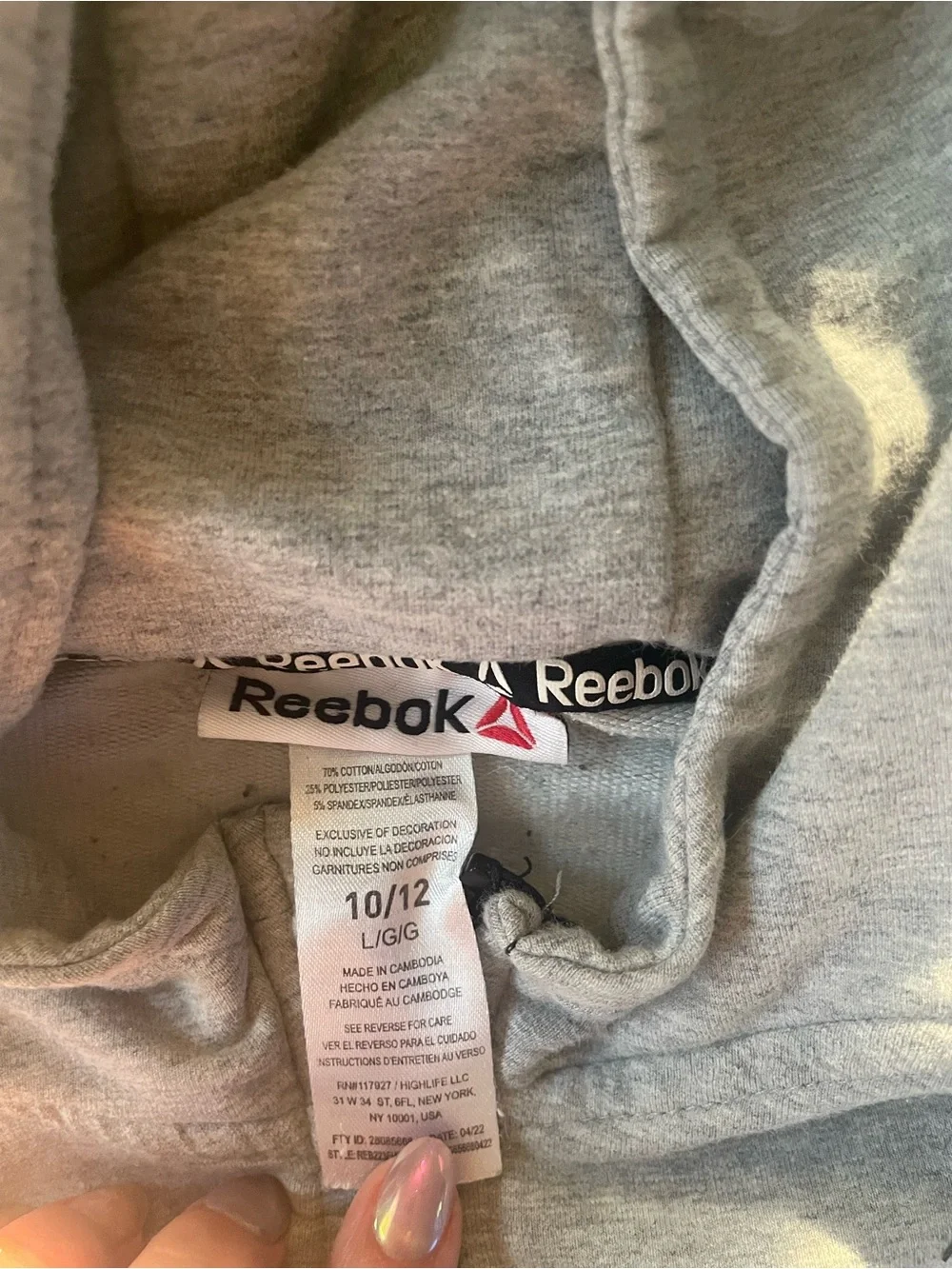 Reebok Boys Gray Quarter Zip Utility Pocket Hoodie L 10/12